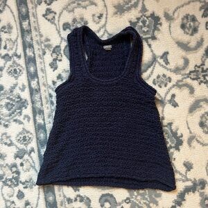 Aerie Deep Blue Textured Tank Top